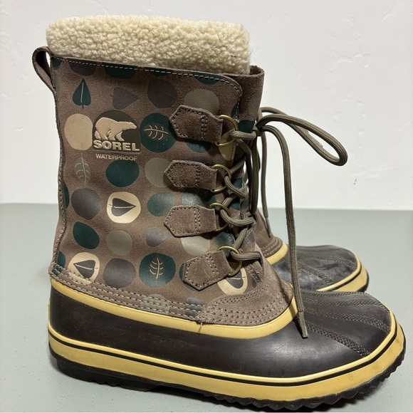 Sorel Women's Graphic Winter Boot Waterproof Size 12 NL1557-255 Brown Snow Lace - Picture 1 of 14